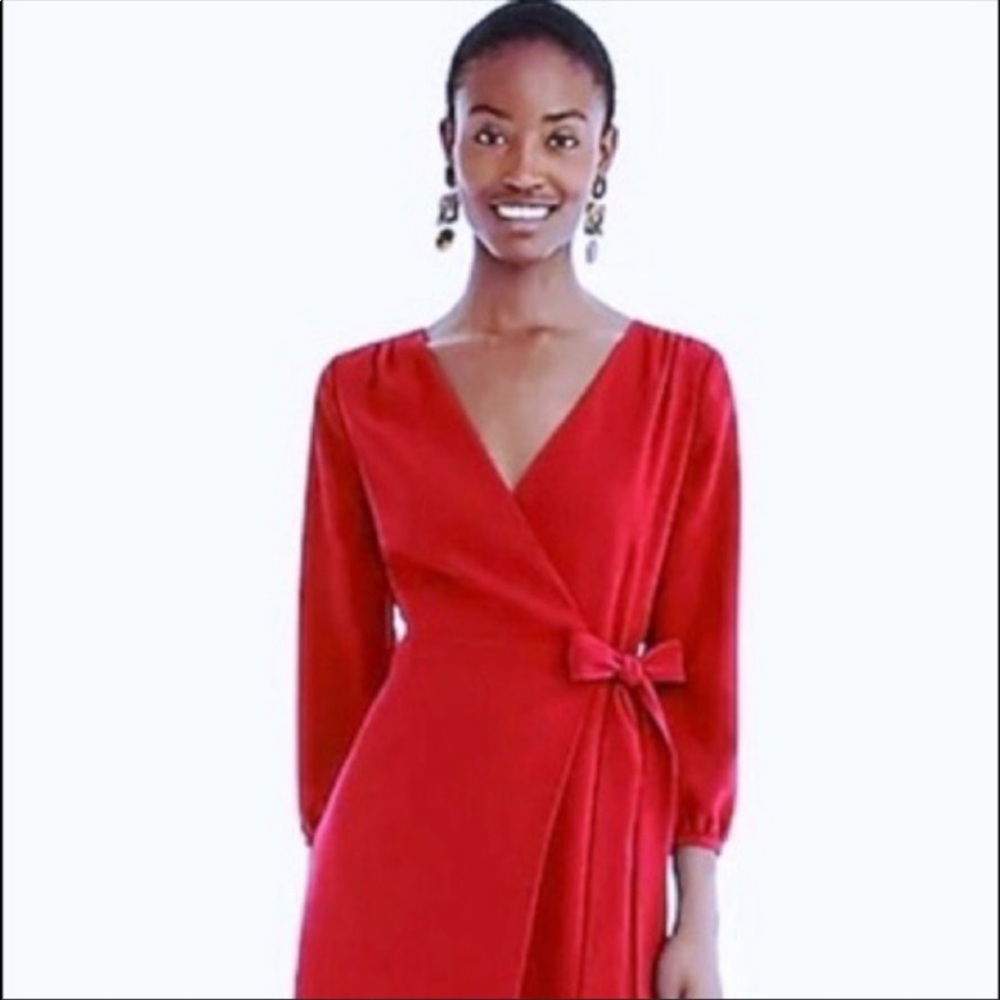 J. Crew wrap dress in 365 crepe, festive red, size 4